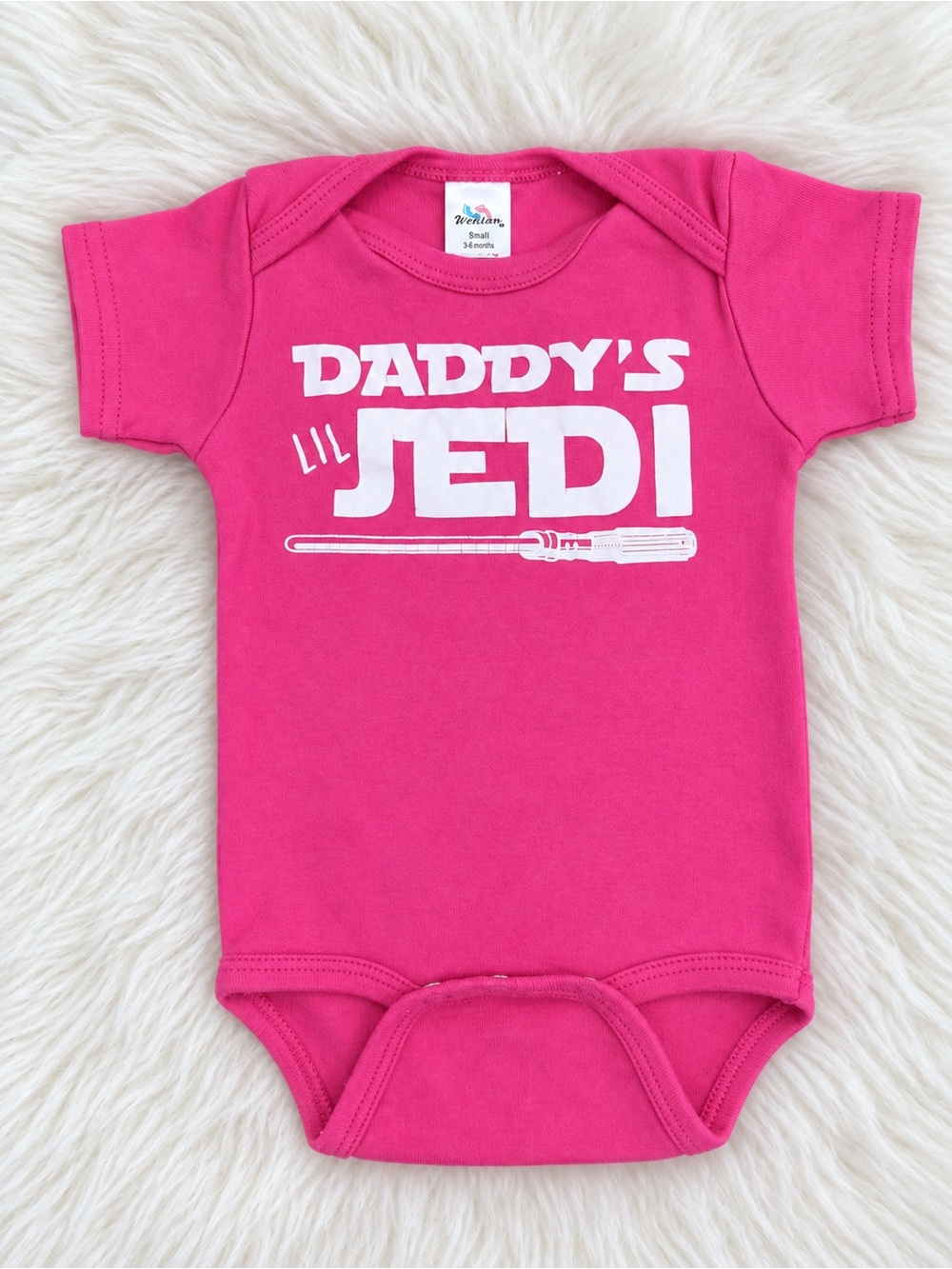 Daddy's Lil Jedi Pink Baby Bodysuit